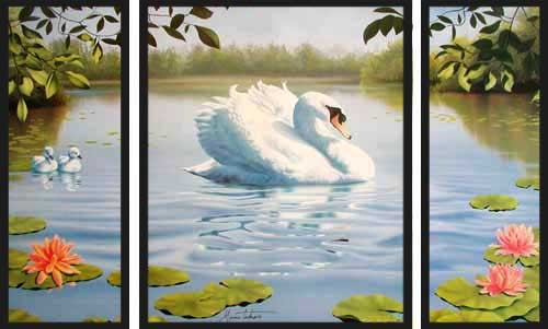 Schwan, Triptychon Wandbild