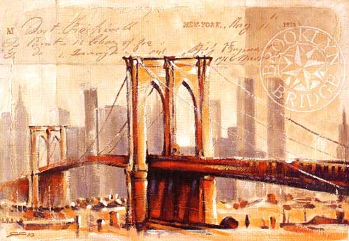 Reproduktion "Brooklyn Bridge" von Raul Fischer Kunstdruck 70x100 cm