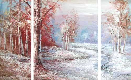 Winterlandschaft mit zugefrorenem Fluss, Triptychon