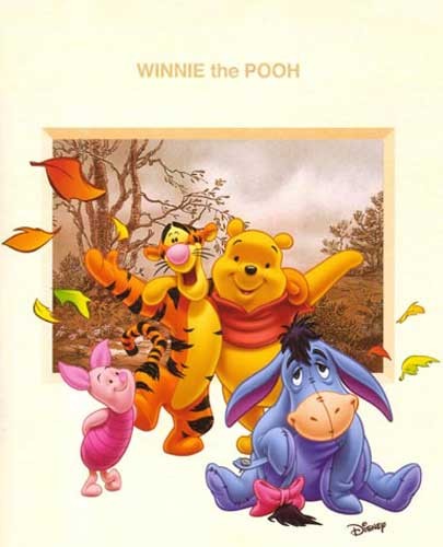 Winnie Puuh mit Tigger, Ferkel und I-Ah im Herbst Poster 40x50 cm