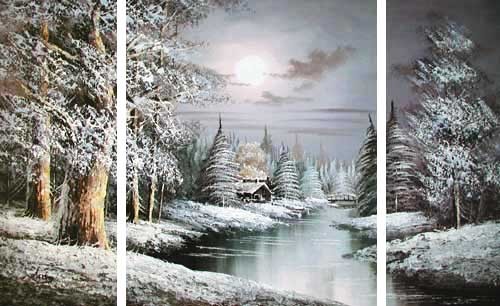 Winterlandschaft mit Fluss, Triptychon