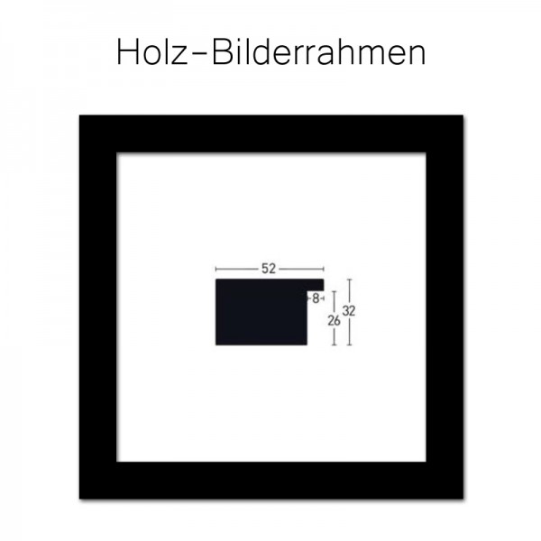 Holz-Bilderrahmen 120x120 cm, Profilbreite 5 cm in Schwarz matt