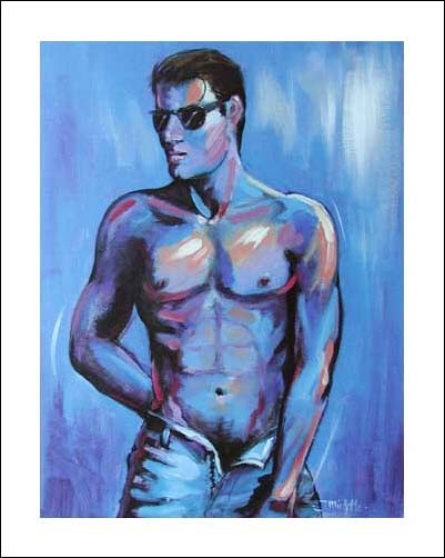 Männlicher Akt in Blau- Poster