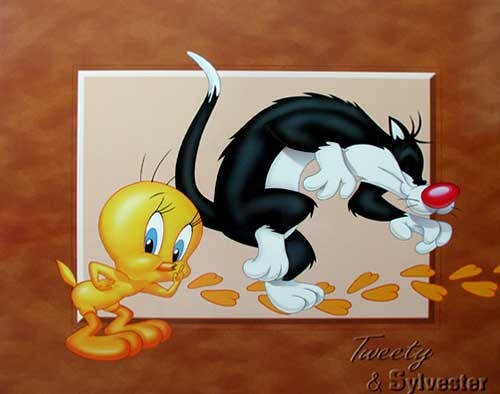 Poster 40x50 cm: Tweety und Sylvester - Auf der Spur