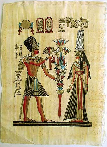 Ramses II und Nefertari Bild auf Papyrus