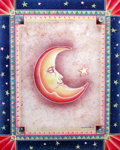 Poster 40x50 cm: Mond und Sterne (Fantasy)