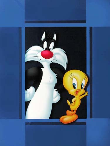 Poster 40x50 cm: Sylvester & Tweety Blau