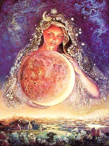 Mondgöttin, Josephine Wall Dufex Alu Bild