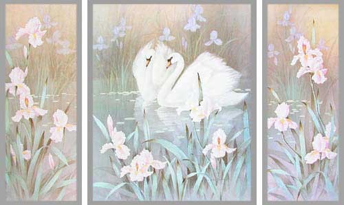 Schwäne, Triptychon Wandbild