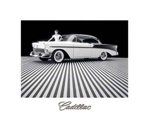 Cadillac in schwarz weiß Poster