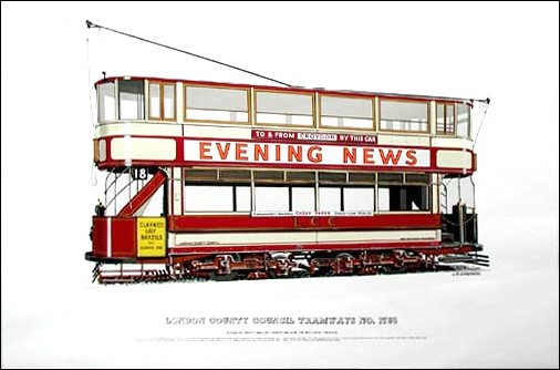 Londoner Straßenbahn Lithographie