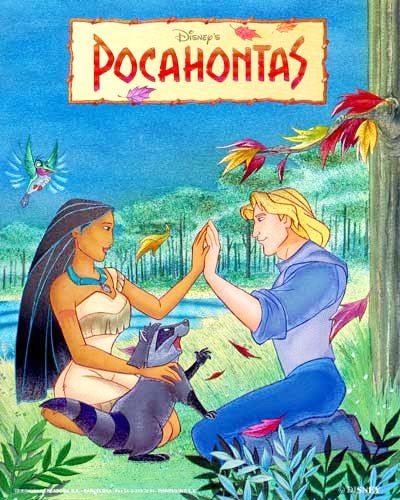 Aluminium Druck 21x26 cm, Alubild Bild Pocahontas mit John Smith 26x21 cm