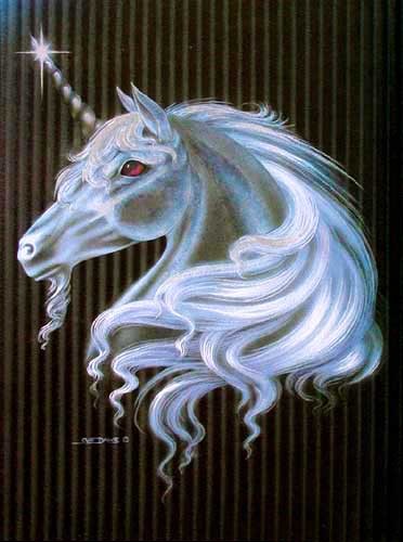 Einhorn Portrait Sue Dawe Alu Bild