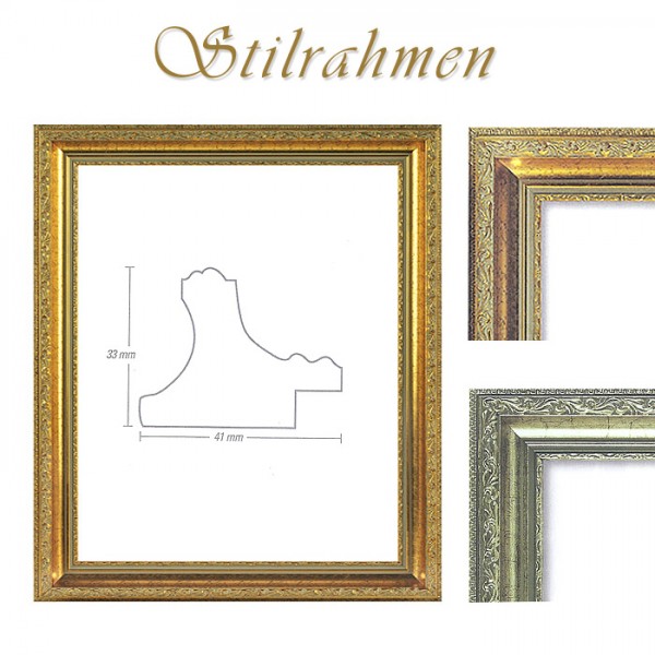 Barockrahmen / Stilrahmen 40 x 50 cm in Gold oder Silber antik