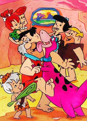 Familie Feuerstein beim Tanzen Postkarte