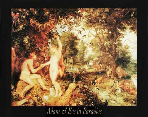 Adam und Eva - Das Paradies von Rubens - Poster 40x50 cm