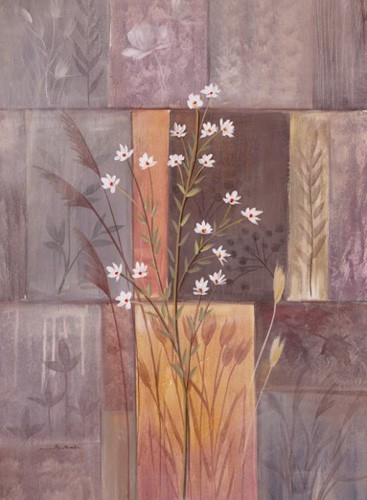 Weißer Blumenstrauch Abstrakt, Kunstdruck