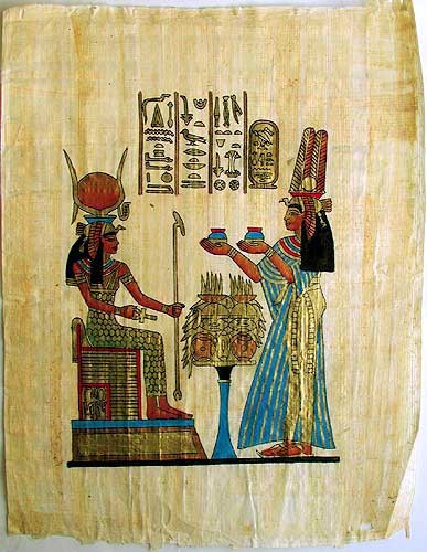 Nefertari und Hathor Papyrusbild