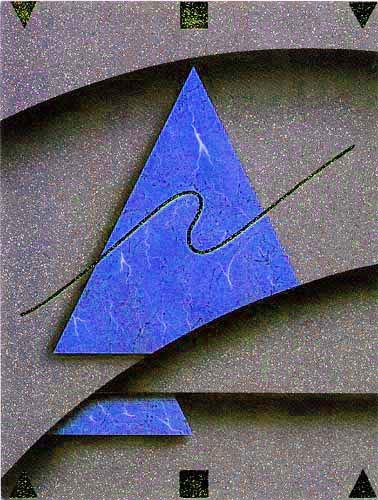 Blaues Dreieck mit Abstraktem Hintergrund-Kunstdruck