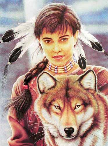 Indian Maiden & Wolf by Howard Robinson