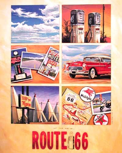 Route 66 Collage, Huber Poster