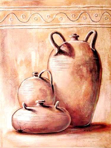 Drei Terracotta Krüge II by M. Wiens *