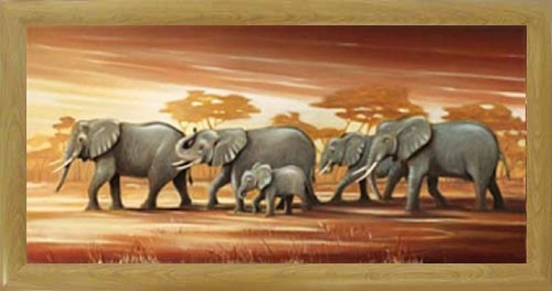 Wandbild Elefantenherde 40x77 cm