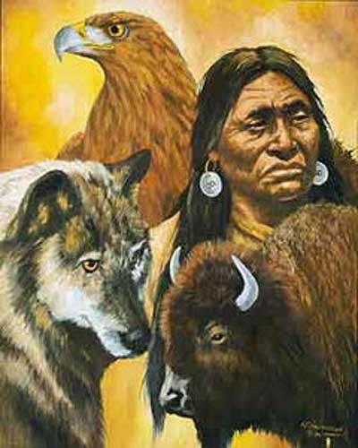 Indianer, Büffel, Wolf und Adler by J. T. Vogtschmidt