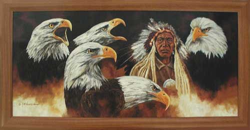 Wandbild Indianer und Weißkopfseeadler