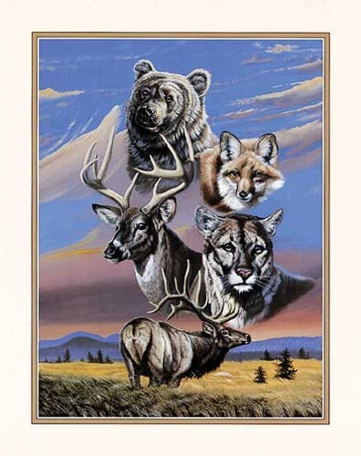 Wildtiere Fantasie von Gary Ampel Kunstdruck 20x25 cm