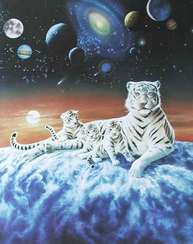 Weißer Tiger Fantasie von Chiu Poster 40x50 cm