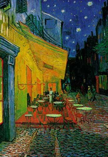 A Sidewalk Cafe at Night