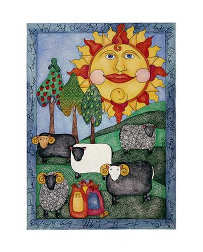 Baa Baa Schwarzes Schaf Kunstdruck 20x25 cm