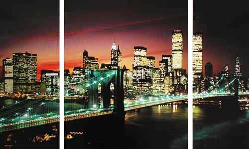 New York, Brooklyn Bridge at Night- Triptychon