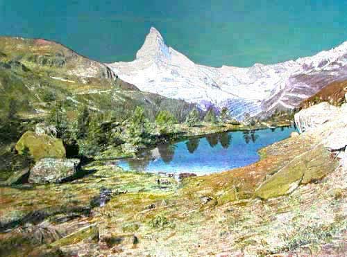 Matterhorn und Grindjisee Alu Bild 16x21