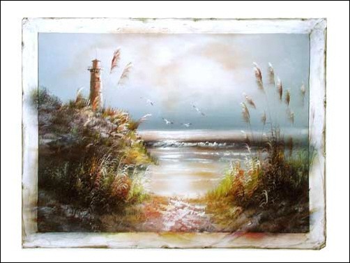 Seeblick mit Leuchtturm Kunstdruck