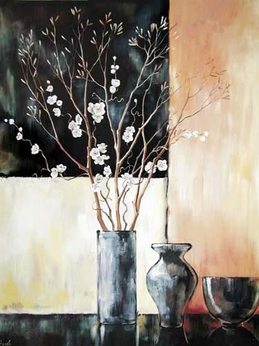 Stillleben mit Abstraktem Hintergrund II Kunstdruck