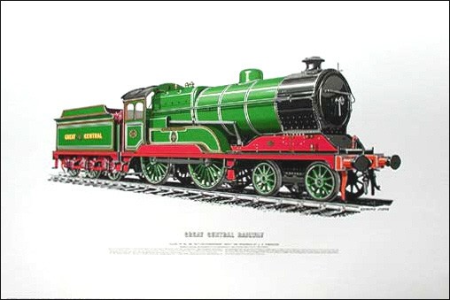 Dampflokomotive, Dampfeisenbahn vom 1919- Lithographie 40x50
