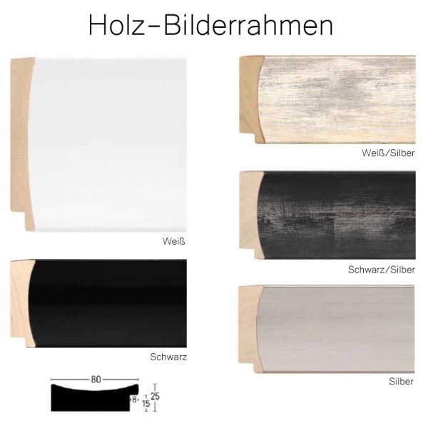 Holz-Bilderrahmen 120x120 cm, schwarz, weiß, antik - Nielsen Profil Ellipse 80