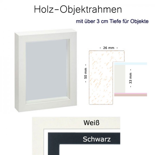 Objektrahmen, 3-D Rahmen 30 x 80 in Weiß und Schwarz matt