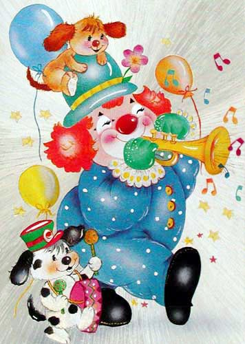 Clown mit Trompette Postkarte