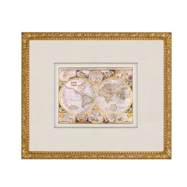 Wandbild: Historische Weltkarte mit Stilrahmen