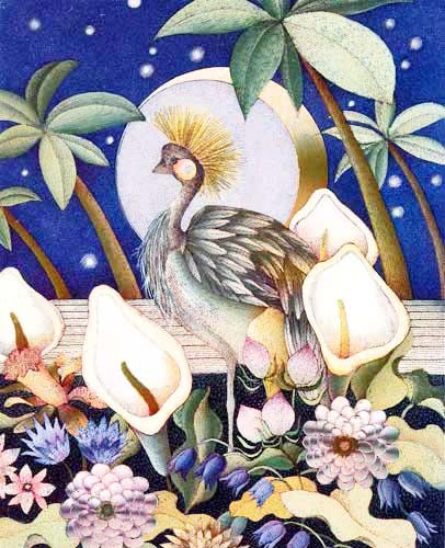 Exotischer Vogel Dufex Alu Bild 21x26 cm