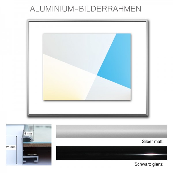 Alurahmen 55x40 / 40x55 schwarz, silber