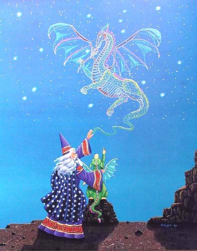 Poster 40x50 cm: When You Grow Up von Dellght - Zauberer und Drache