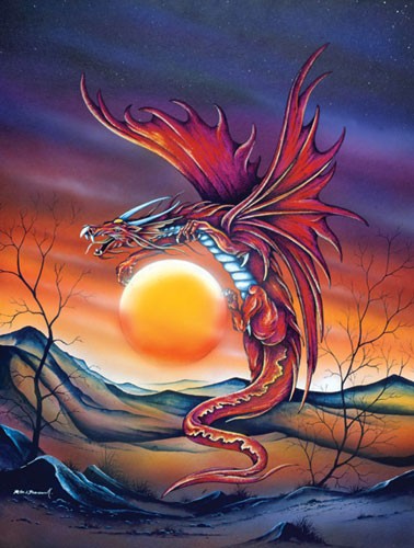 Roter Drache Metallic Alu Dufex Bild Alubild