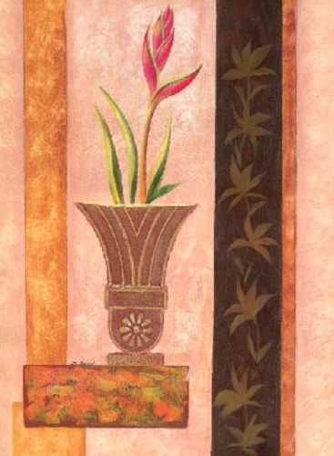 Stillleben, Bromelie auf Podest Kunstdruck