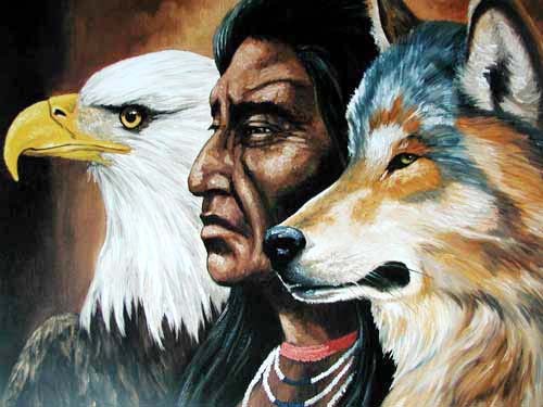 Indianer, Adler, Wolf