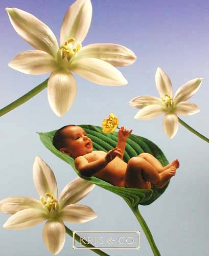 Baby und Blumen Poster