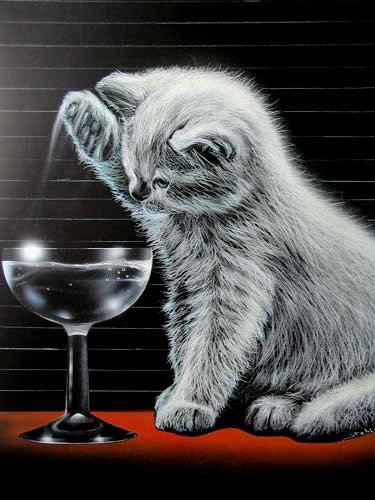 Katze mit Glas by Stehle
